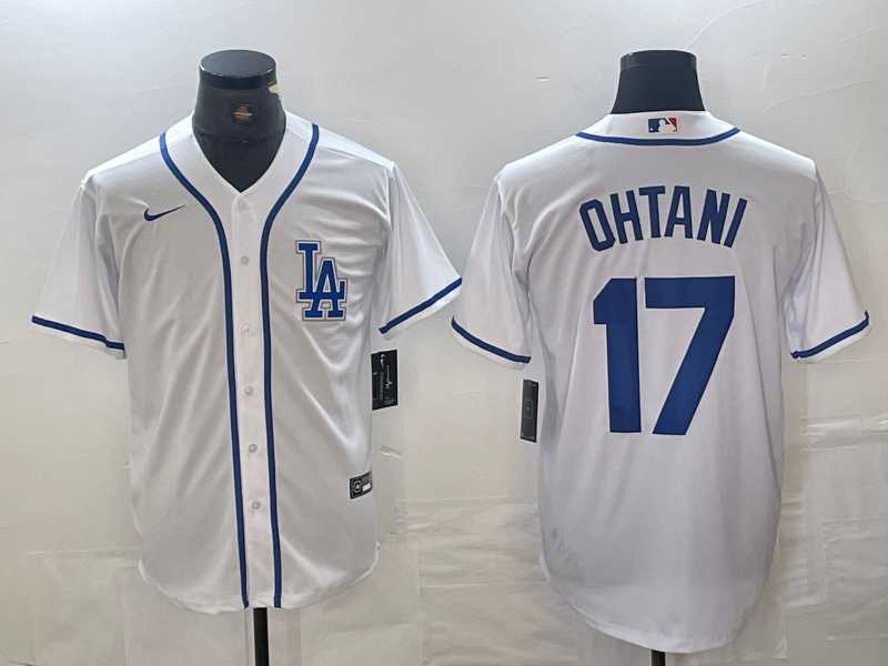 Men%27s Los Angeles Dodgers #17 Shohei Ohtani White Cool Base Stitched Baseball Jersey->los angeles dodgers->MLB Jersey